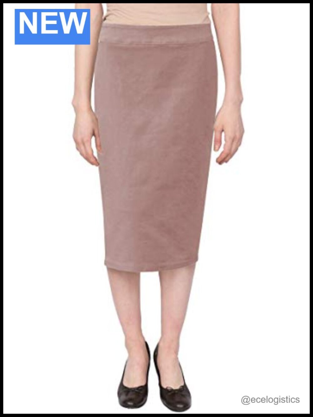 Women's Below Knee Stretch Denim Pencil Skirt Modest Fitted